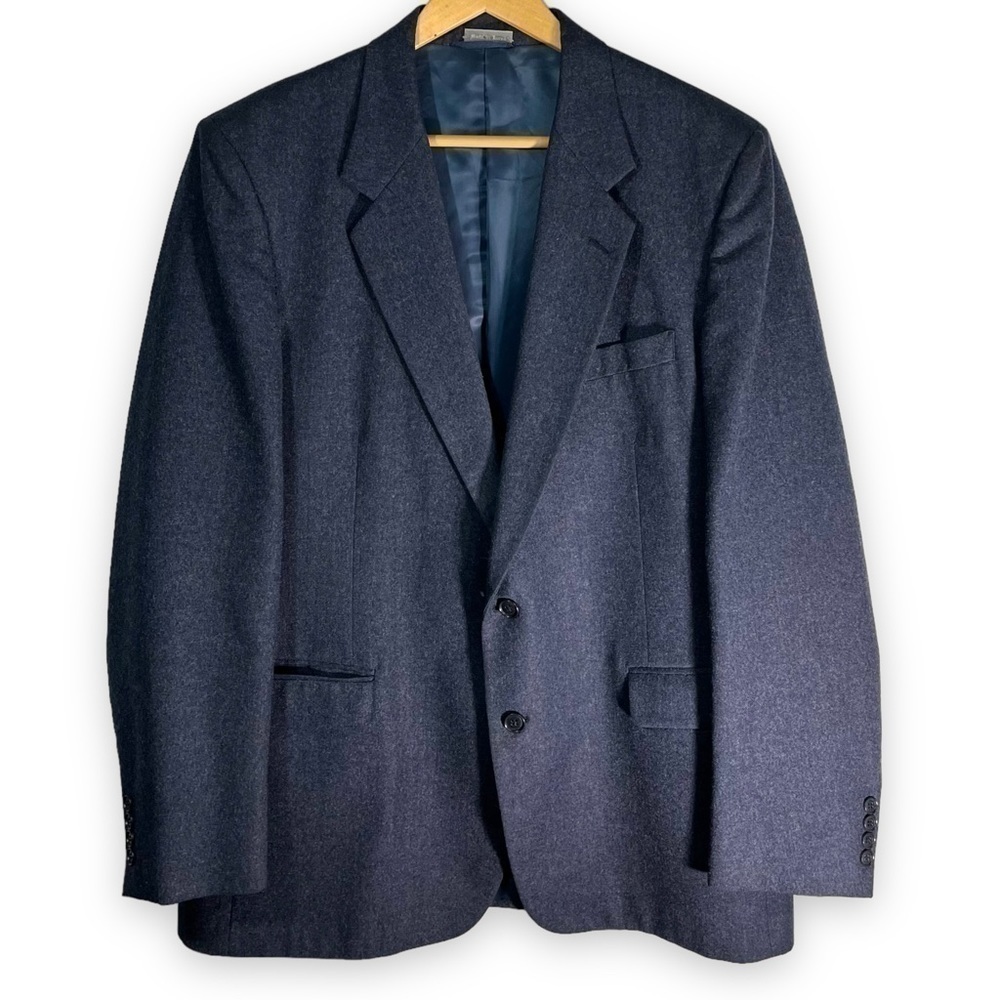 Carlo Pucci Couture 100% Wool Single Breasted Blazer, Blue Grey, Size L/XL